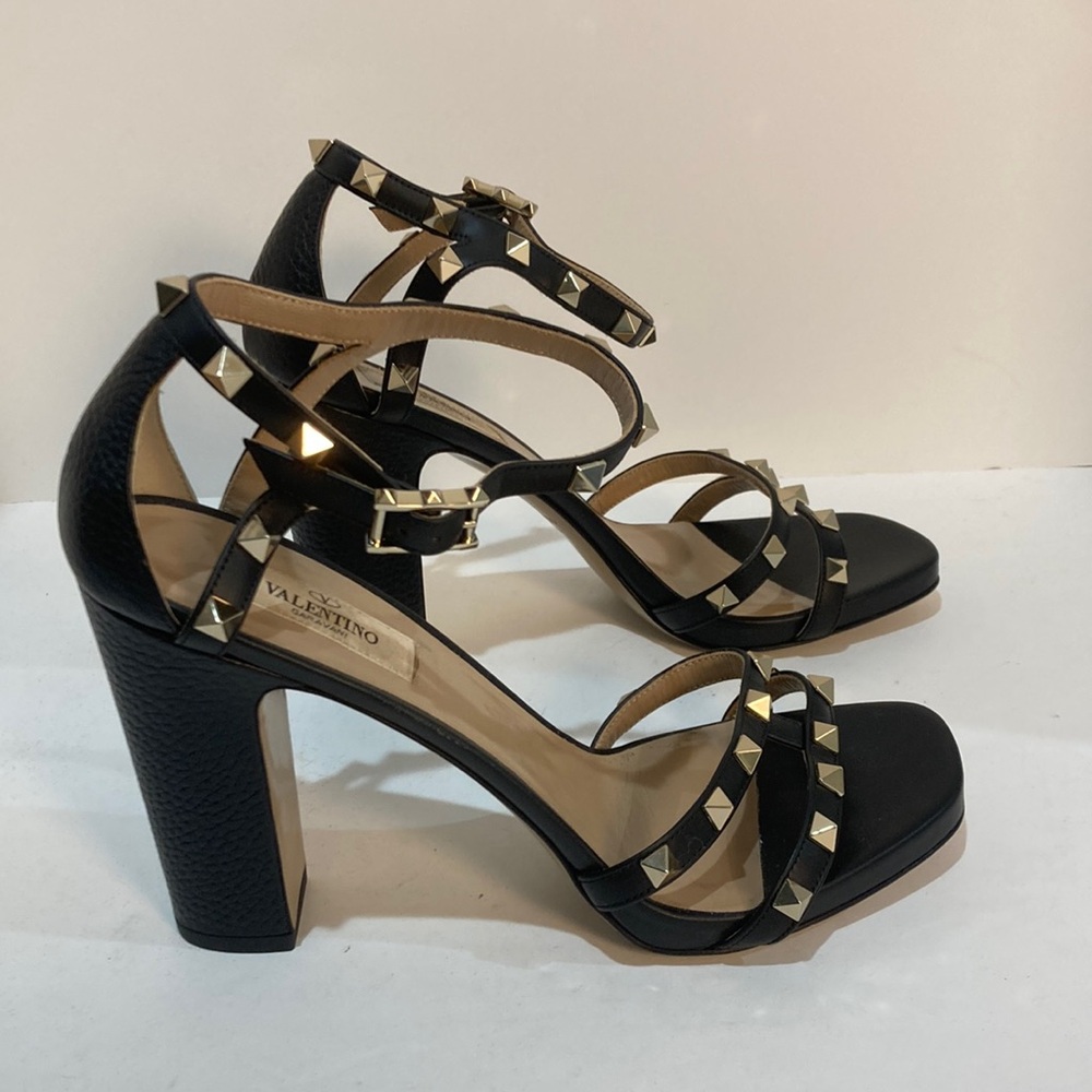 Valentino 105mm Rockstud Leather Heel Sandal.
